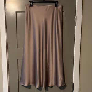 Zeagoo Elegant Satin A-Line Skirt - Beige